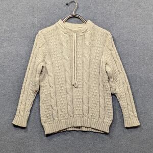 VTG Gaeltarra Aran Wool Sweater Womens Medium 8 Cable Knit Ireland Fishermans
